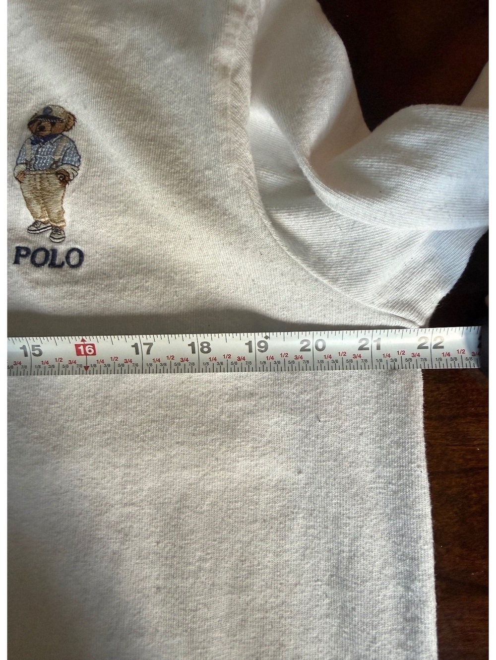 Polo Ralph Lauren White Hoodie with Embroidered Bear Logo, Size M - Picture 6 of 9